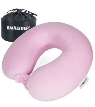 Neck Pillow Travel Pillows100% Pure Memory Foam. - Pink