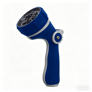 7-pattern Metal Thumb Control Hose Nozzle with Large Water Flow - Blue